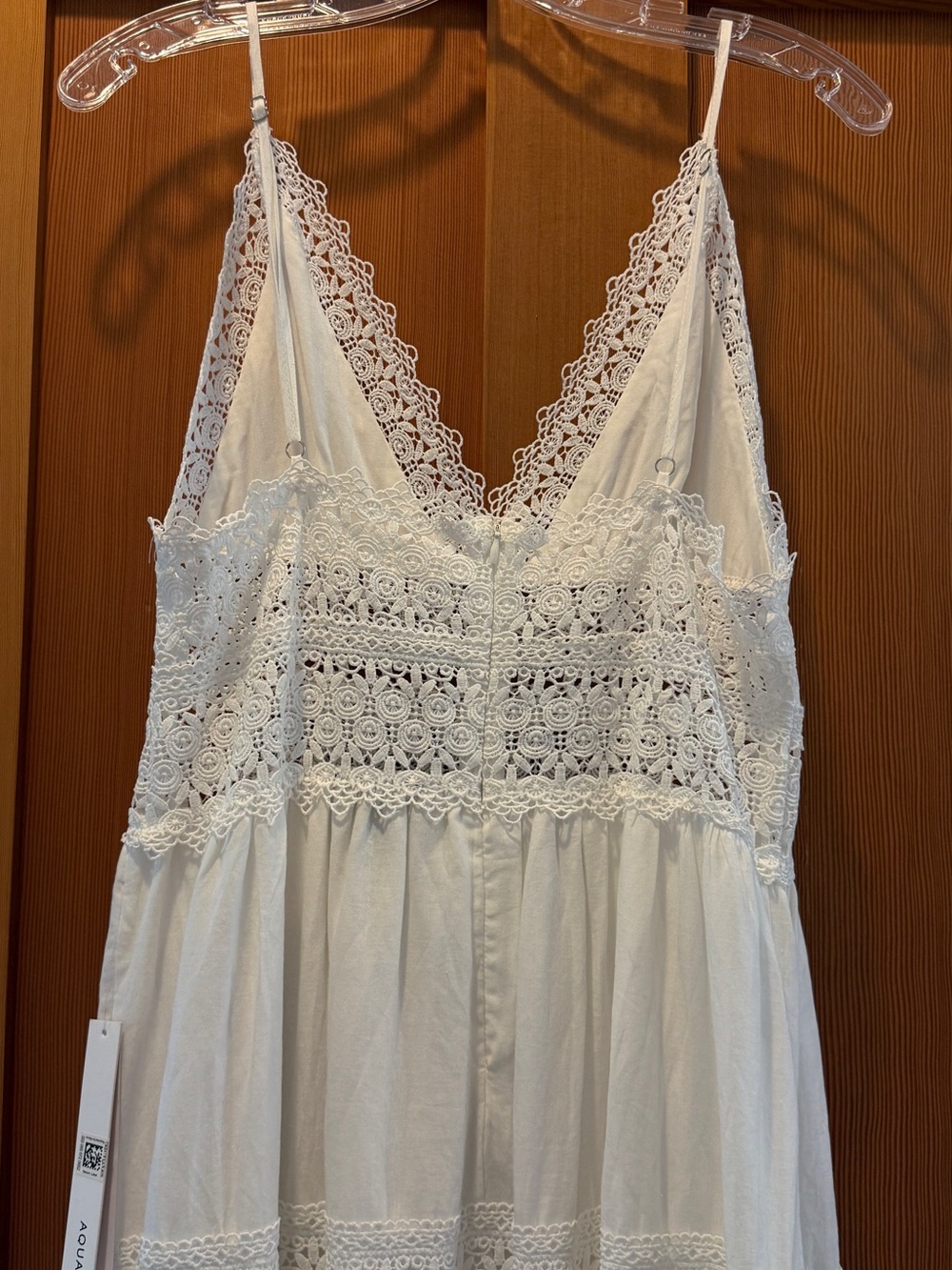 Aqua by Bloomie's Pretty White Maxi Sundress w/Spaghetti Straps & Lace Detail - Picture 6 of 13